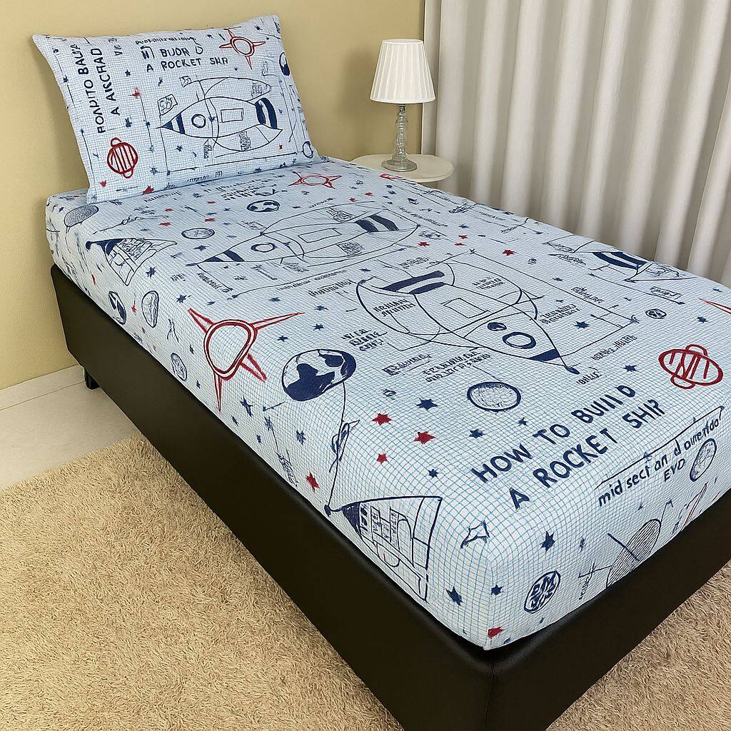 JOGO DE LENÇOL SOLTEIRO MALHA FIO 24 2 PÇS ESTAMPADO