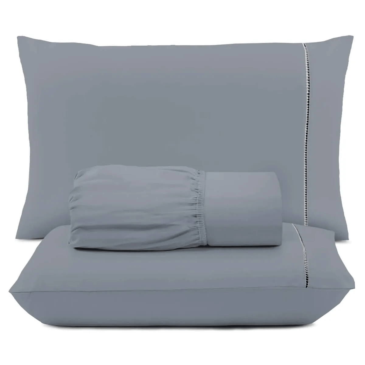 JOGO DE LENÇOL SUPER KING MALHA FIO 30 3 PÇS LISO