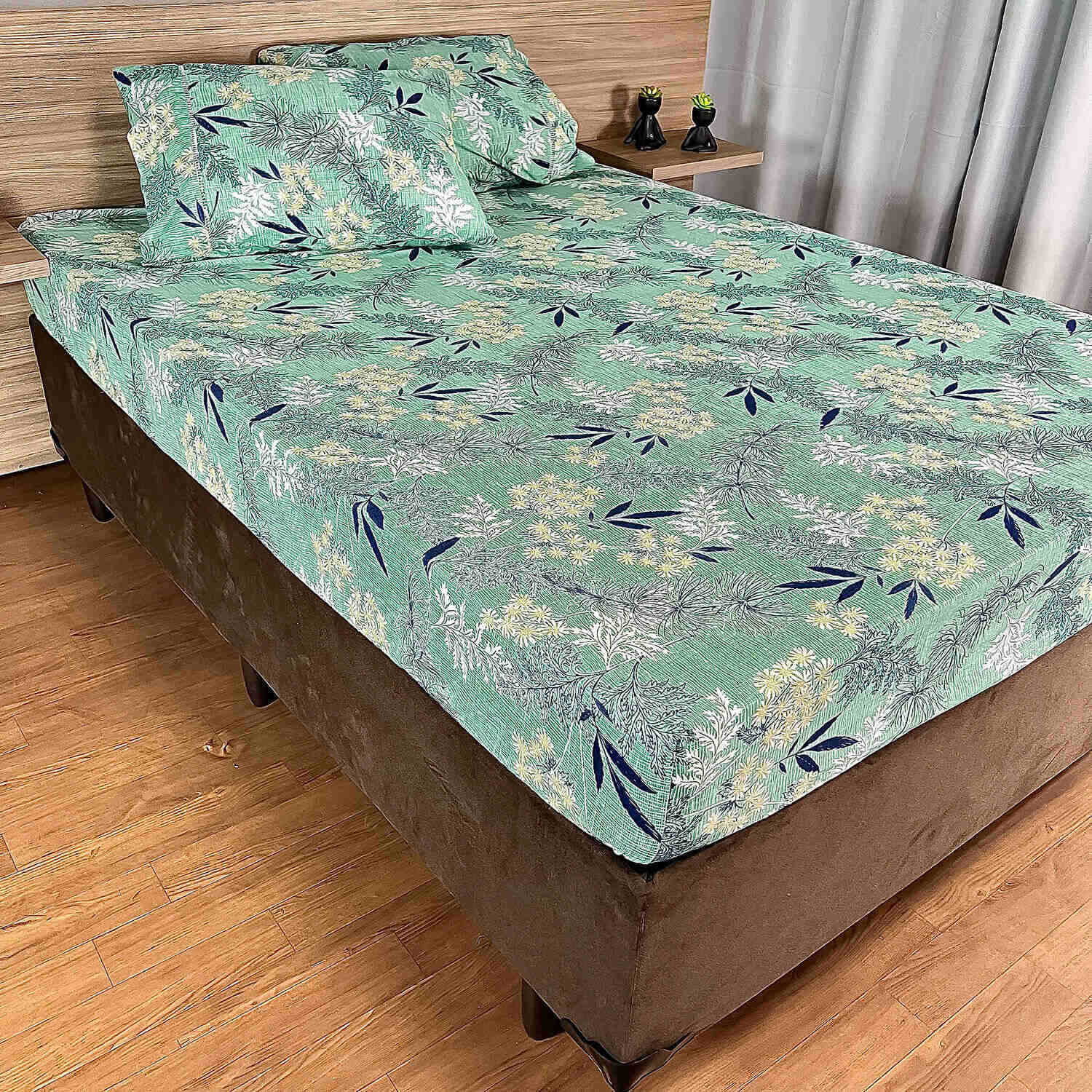 JOGO DE LENÇOL SAFIRA CASAL MALHA FIO 24 3 PÇS ESTAMPADO