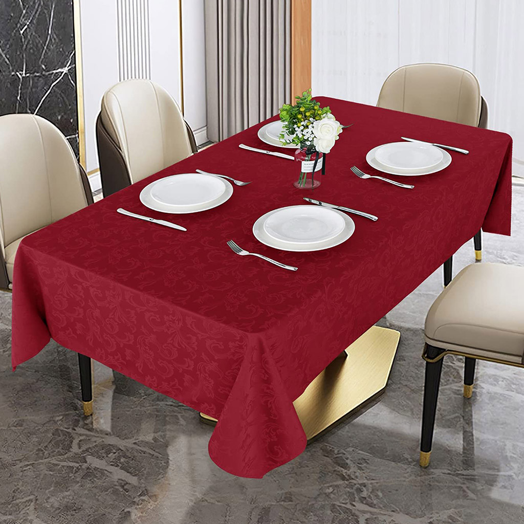TOALHA DE MESA JACQUARD 8 CADEIRAS VERMELHO
