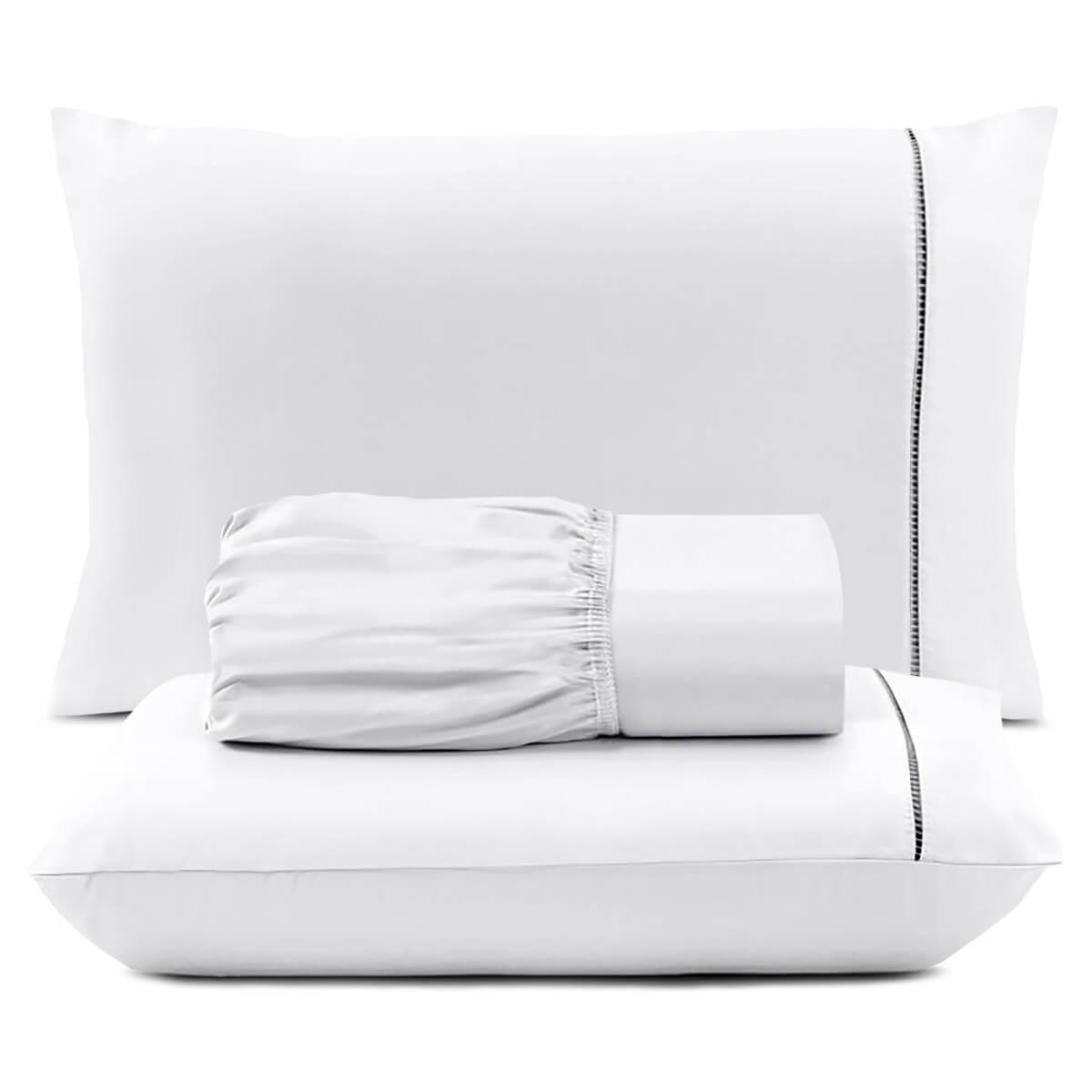 JOGO DE LENÇOL QUEEN MALHA FIO 30 3 PÇS LISO