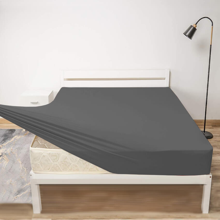 LENCOL COM ELASTICO AVULSO MALHA CASAL CINZA