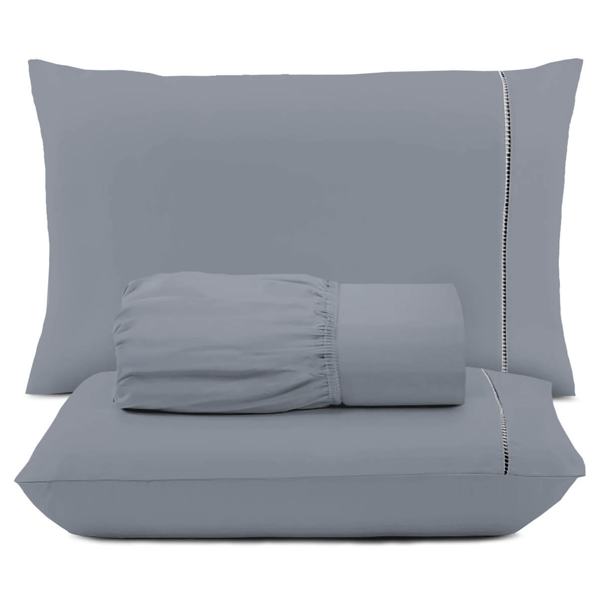 JOGO DE LENCOL MICROFIBRA 3 PÇS CASAL CINZA