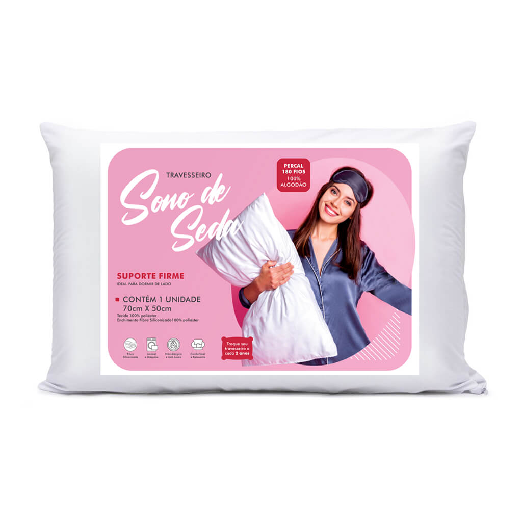 TRAVESSEIRO SONO DE SEDA 70 X 50CM PERCAL 200 FIOS