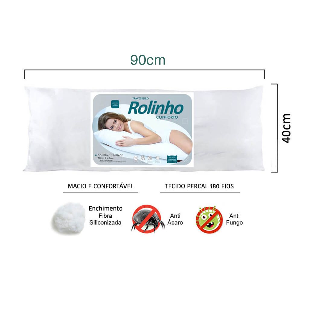 TRAVESSEIRO ROLINHO CONFORTO 90 x 40CM - foto 4