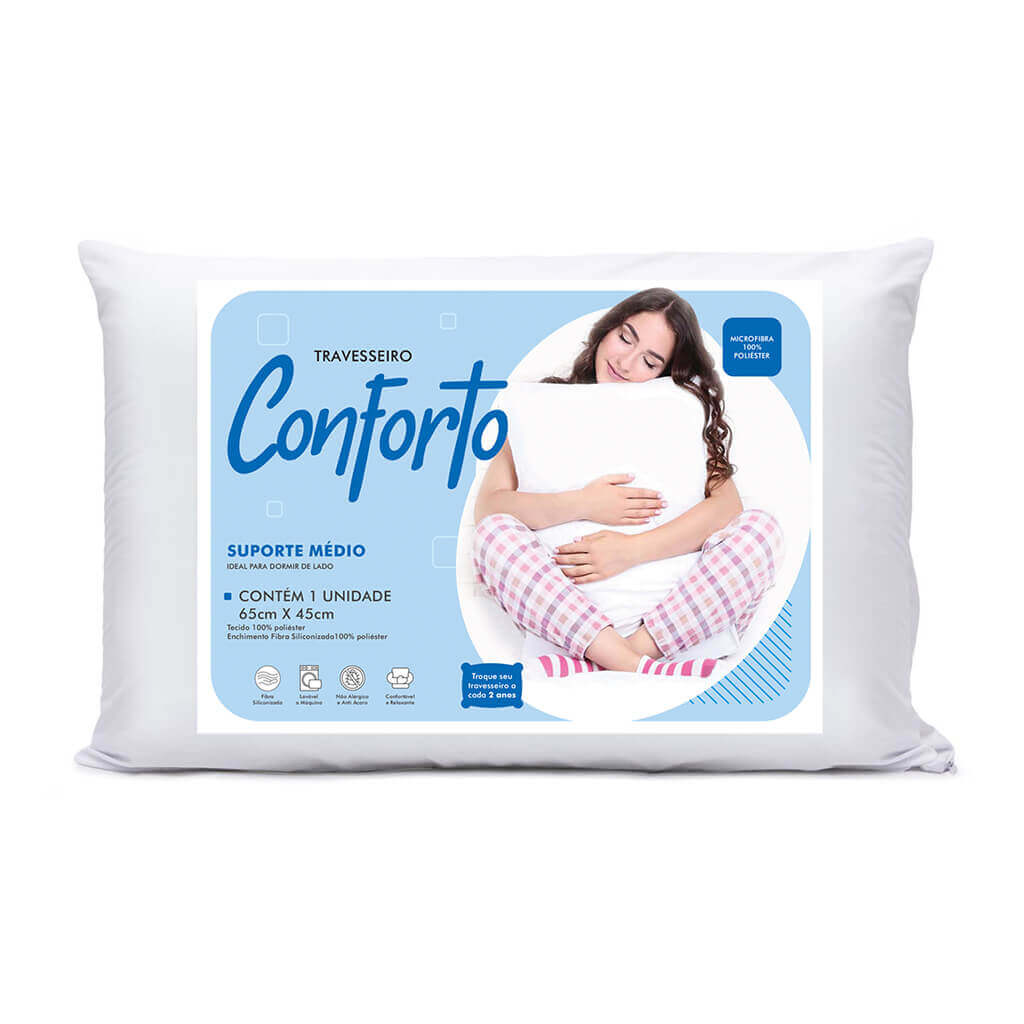 TRAVESSEIRO CONFORTO 65 X 45CM MICROFIBRA