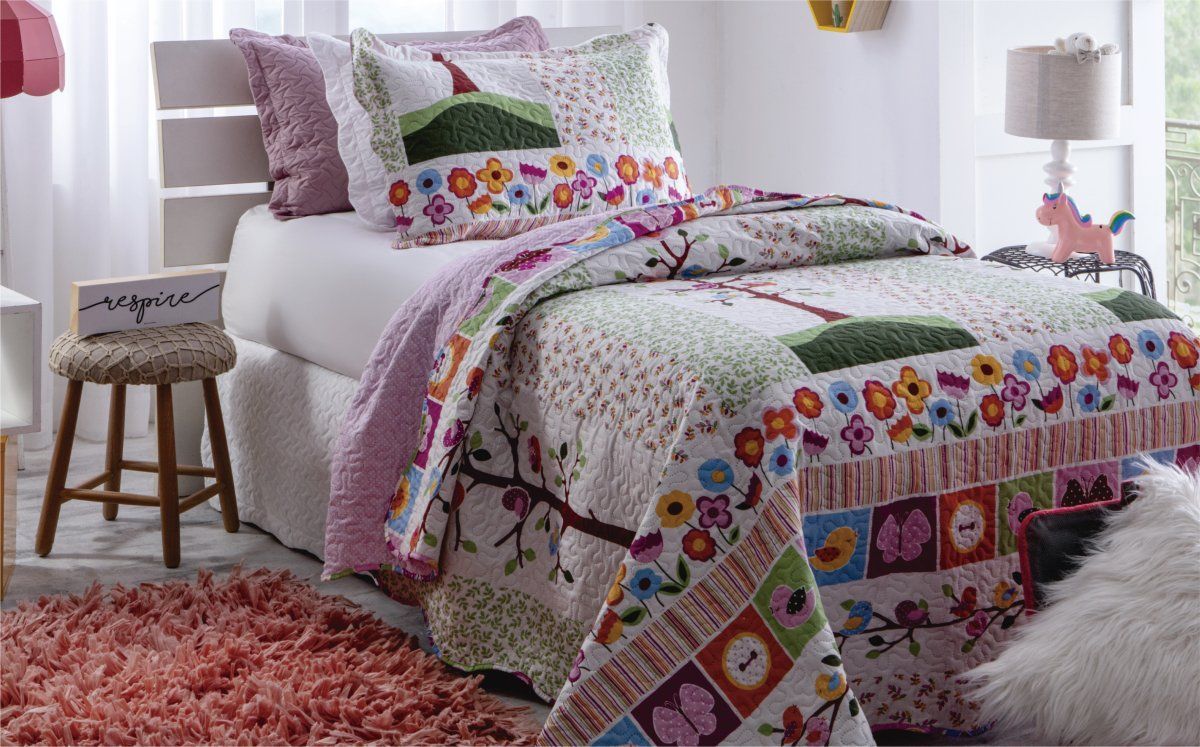 COLCHA PATCHWORK TEXTIL ARTE ROMA SOLTEIRO