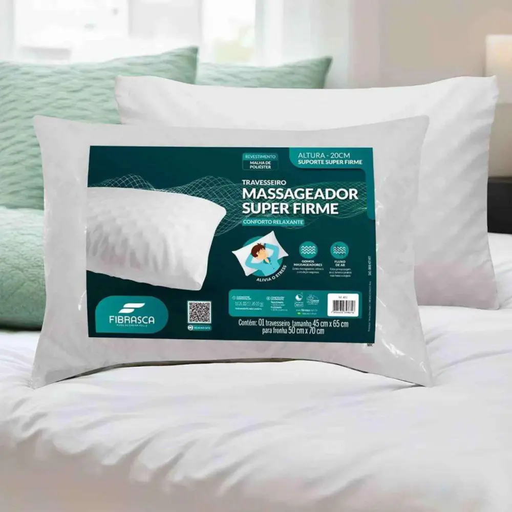 TRAVESSEIRO FIBRASCA MASSAGEADOR SUPER FIRME 45X65