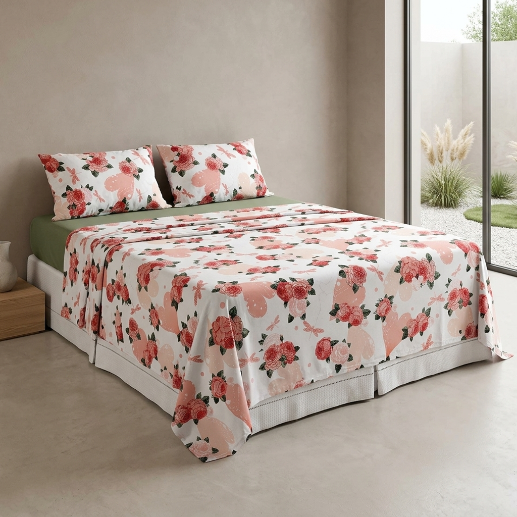 JOGO DE CAMA CASAL MALHA FIO 24 4 PÇS