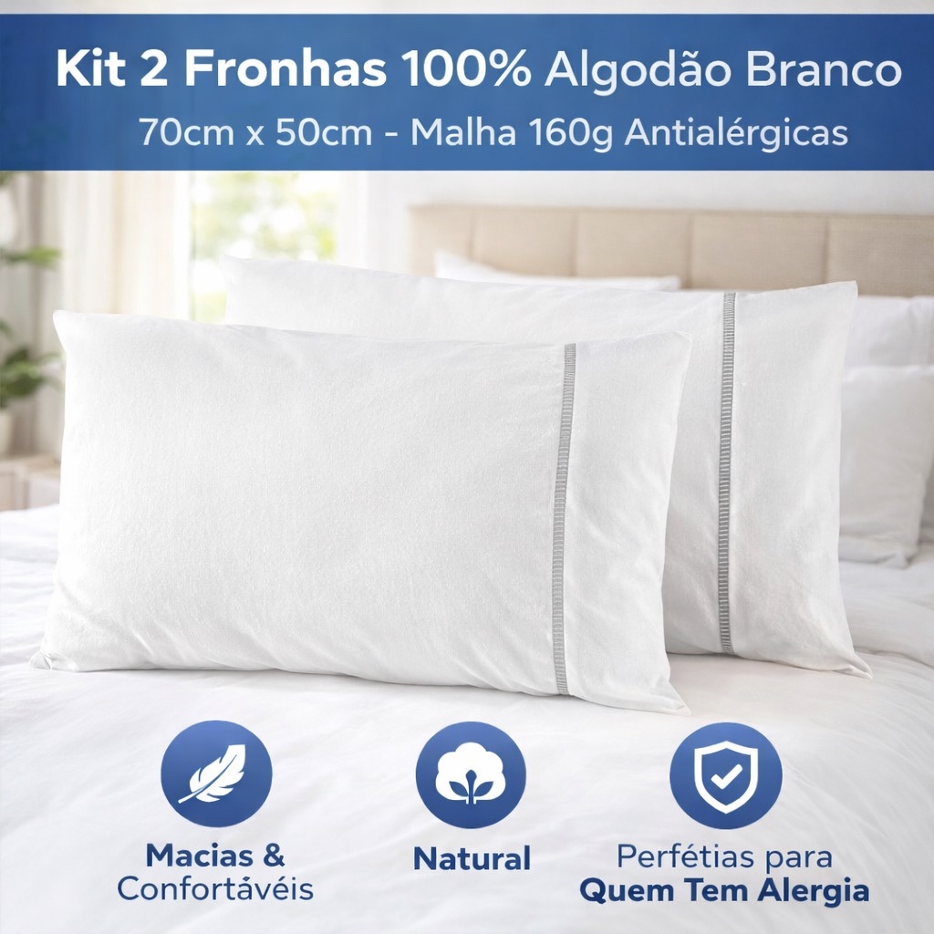 Kit 2 Fronhas Malha Algodao 70x50cm Liso - foto 4