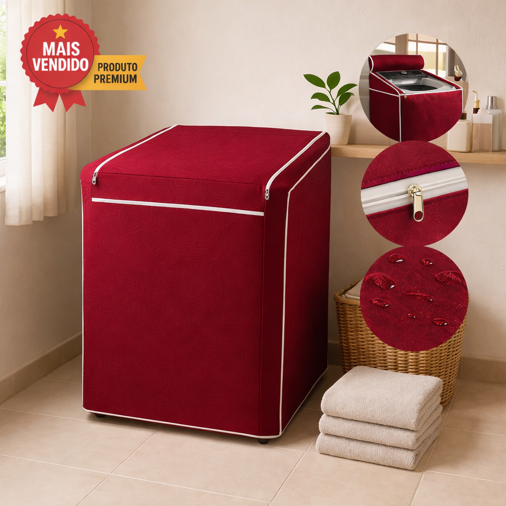 CAPA PARA MAQUINA DE LAVAR COM ZIPER DONA BENTA