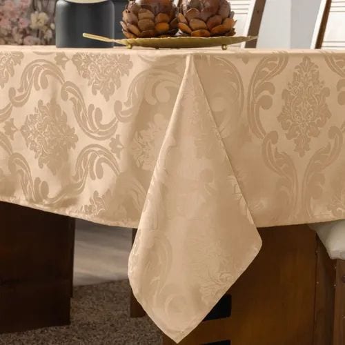TOALHA DE MESA JACQUARD 10 CADEIRAS MARFIM