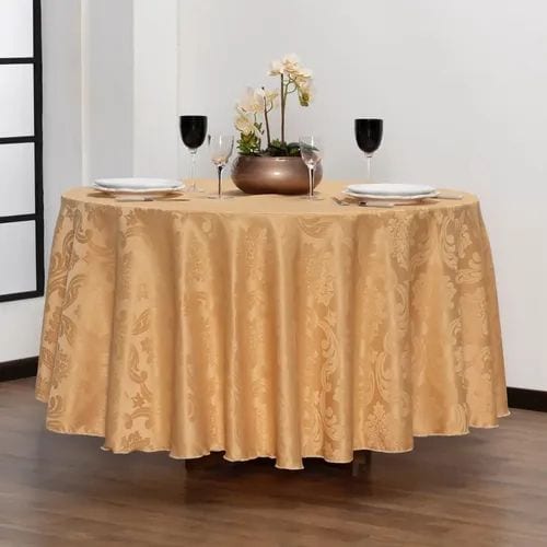TOALHA DE MESA JACQUARD 08 CADEIRAS REDONDA COM RENDA
