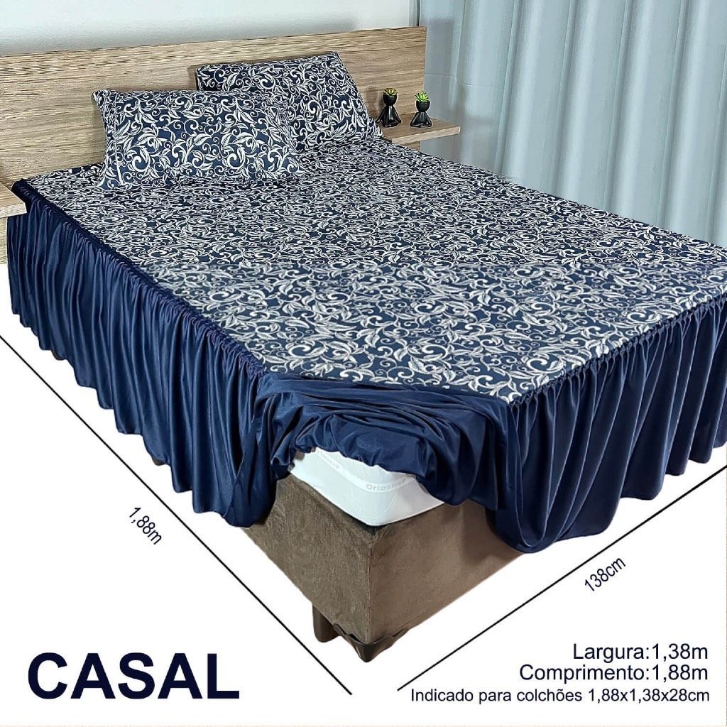 LENÇOL COLCHA CASAL FIO 24 RAMADO - foto 3