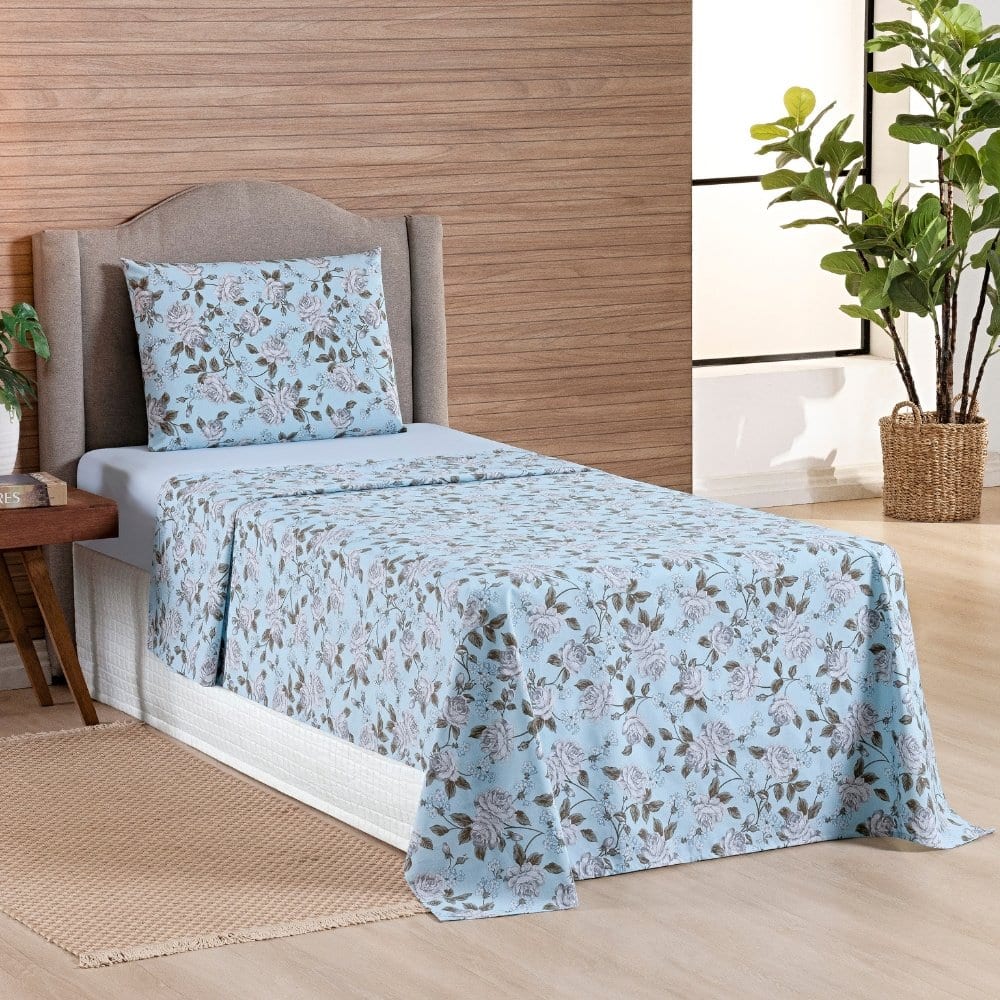 JOGO DE CAMA SOLTEIRO MALHA FIO 24 3 PCS