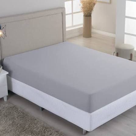 LENCOL COM ELASTICO AVULSO MALHA CASAL CINZA