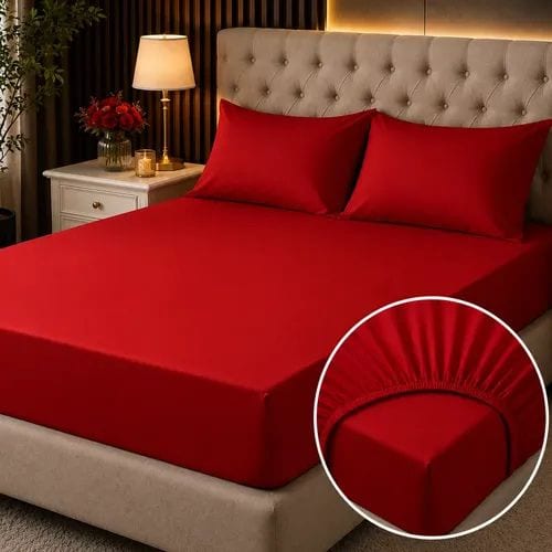 LENCOL COM ELASTICO AVULSO MALHA CASAL VERMELHO