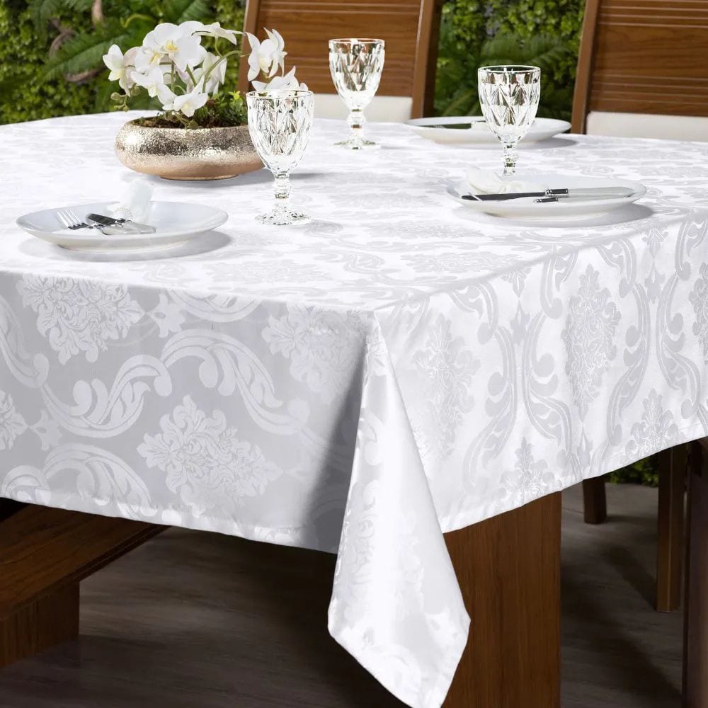 TOALHA DE MESA JACQUARD 4 CADEIRAS BRANCO