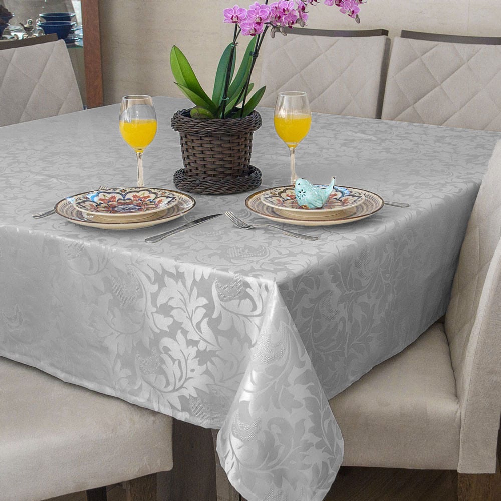 TOALHA DE MESA JACQUARD 6 CADEIRAS CINZA - foto 2