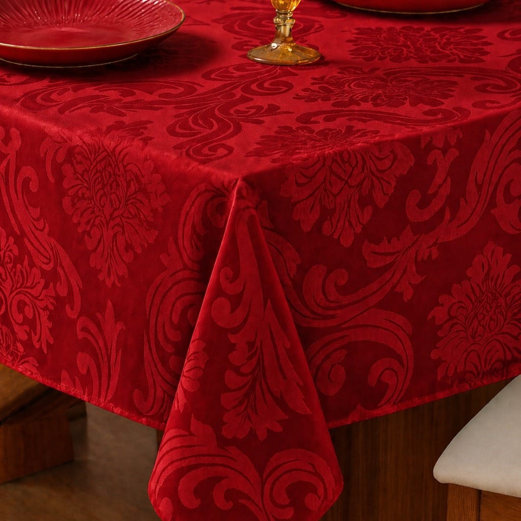 TOALHA DE MESA JACQUARD 4 CADEIRAS VERMELHO