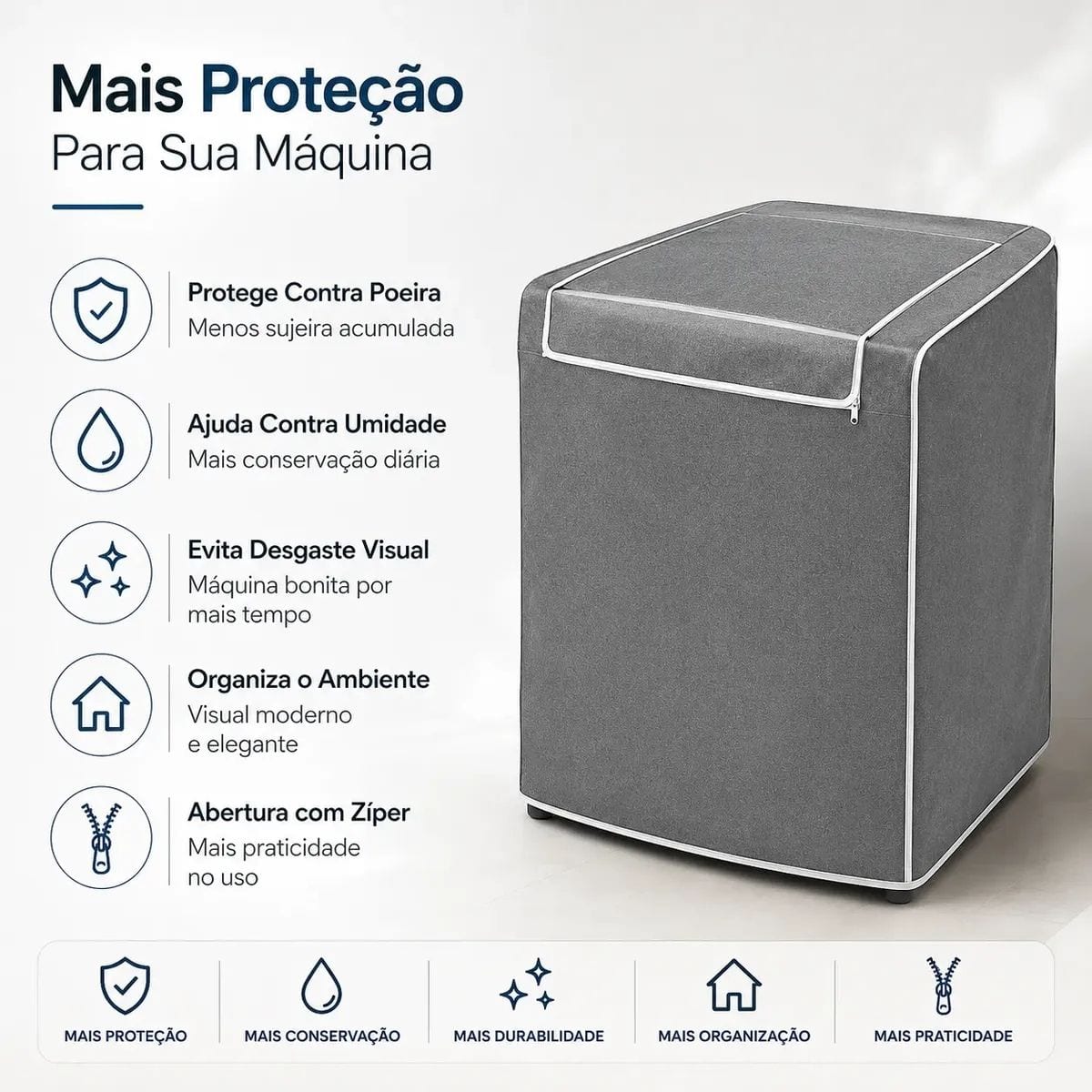 CAPA PARA MAQUINA COM ZIPER VIDA PRATIKA - foto 2